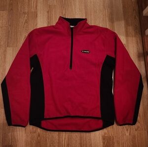 Vintage Polaris Quarter Zip Fleece Pullover Sweatshirt Top Shirt Red Black Large